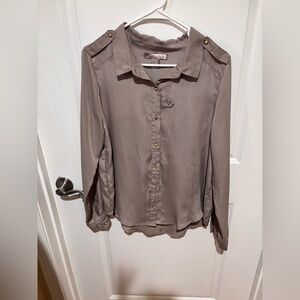 Beige‎ Button-Up Gold Studded Blouse